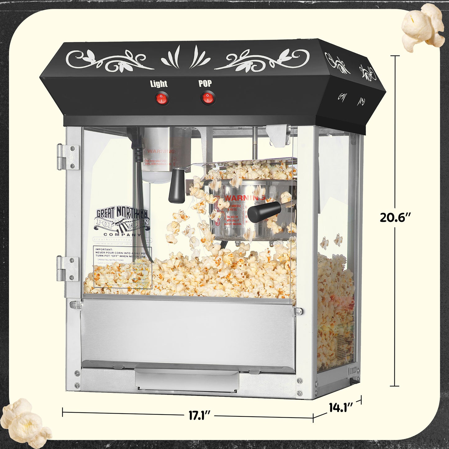 Great Northern Popcorn 6oz Popcorn Machine, Black