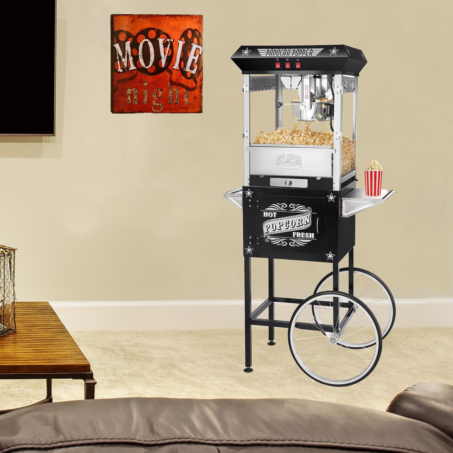 Great Northern Popcorn Paducah Popcorn Cart, Black