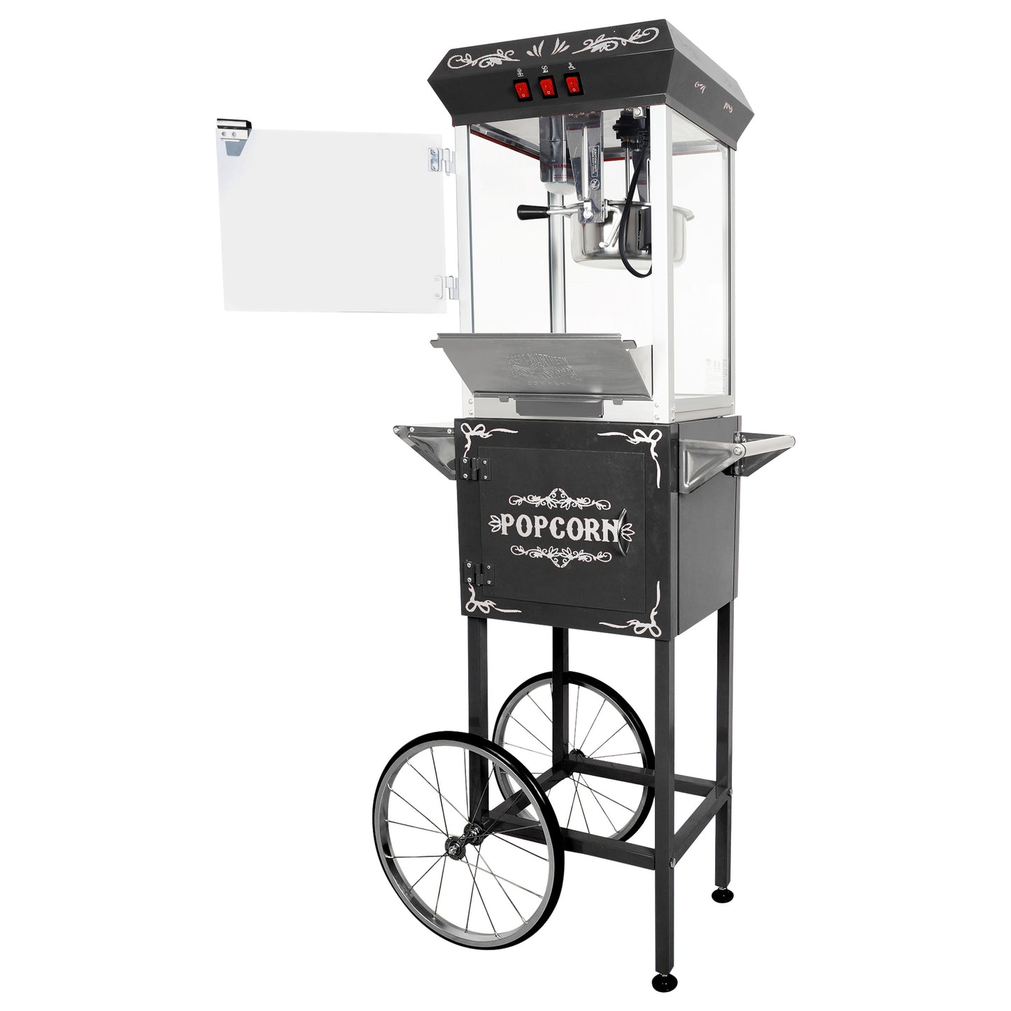 Great Northern Popcorn 8oz Popper with Cart, Black