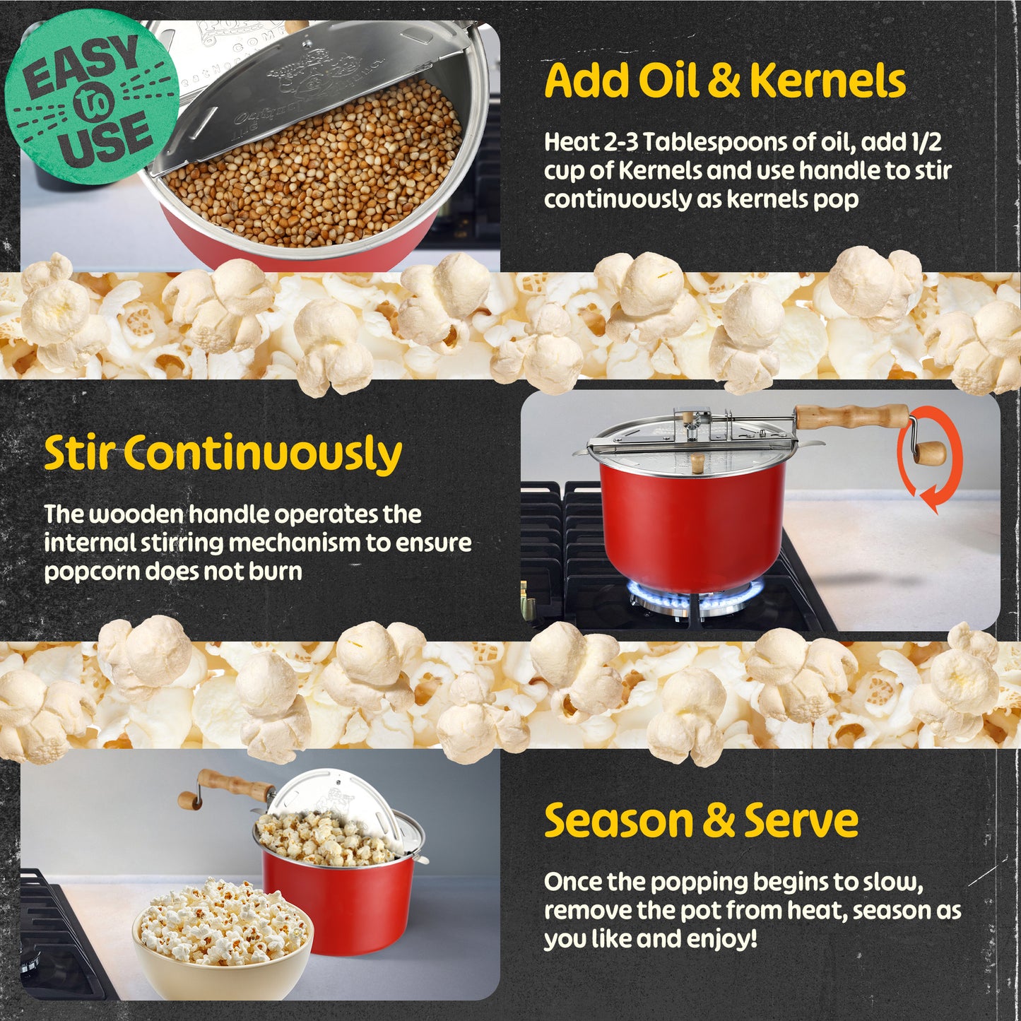 Great Northern Popcorn 6.5QT Stove Popper, Red