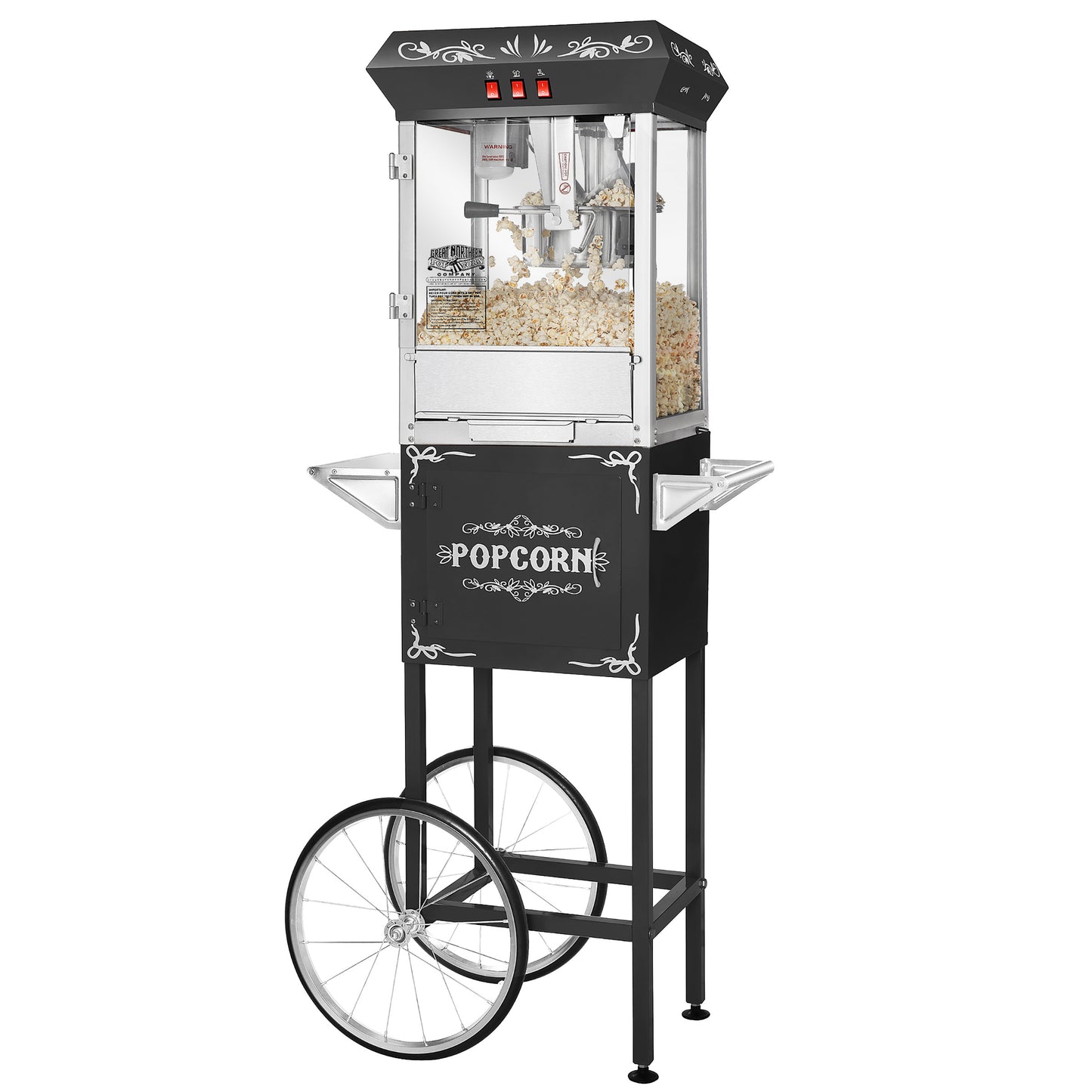 Great Northern Popcorn 8oz Popper with Cart, Black