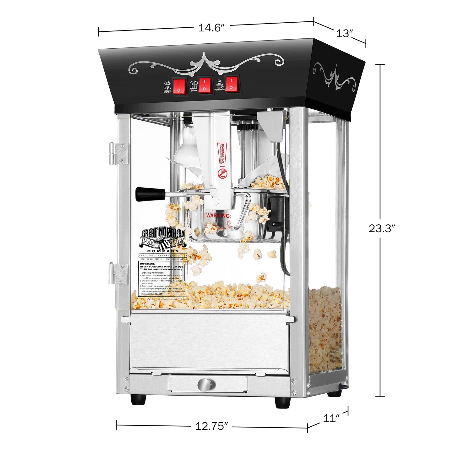 Great Northern Popcorn 8oz Matinee Popper, Black