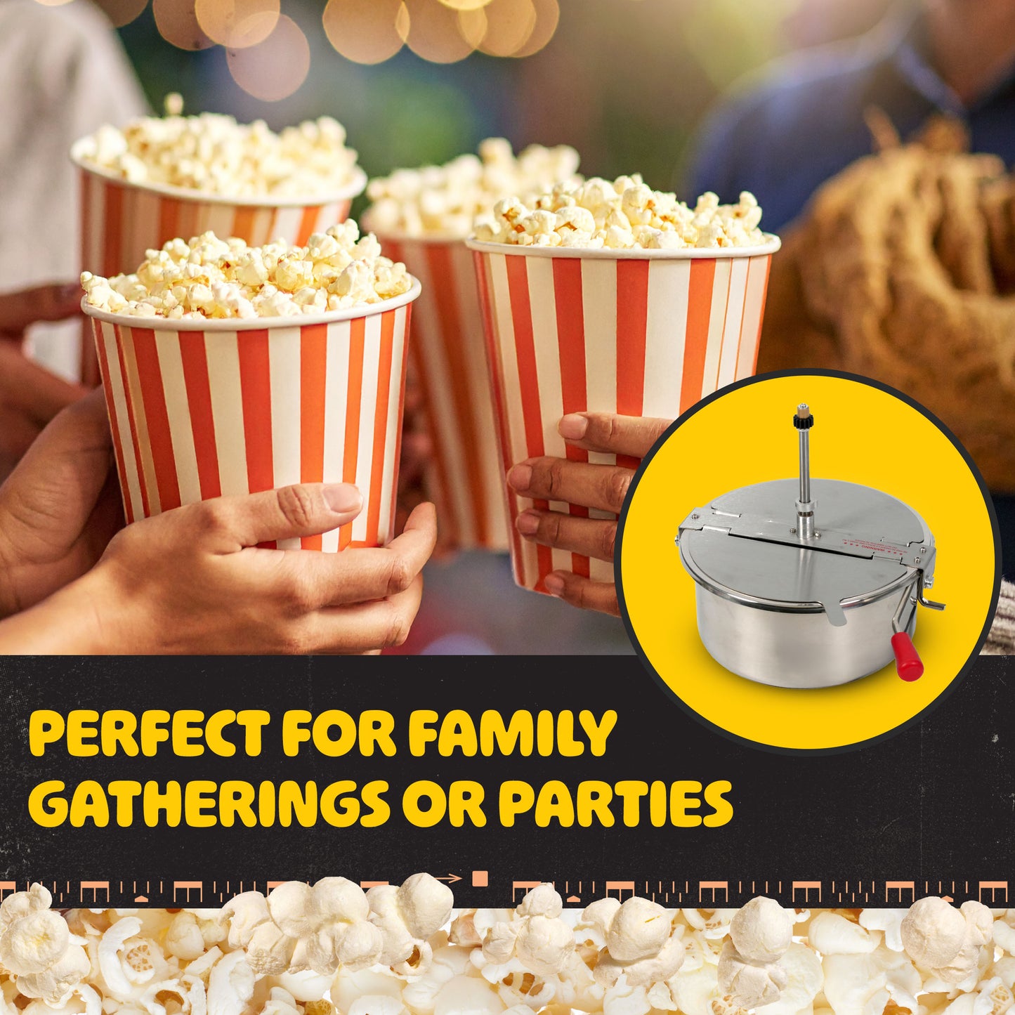12 Oz Replacement Kettle for Popcorn Machine 1350W Kettle Popper with Lid, Stirrer, Gear Shaft, and 3-Prong Plug by Great Northern Popcorn
