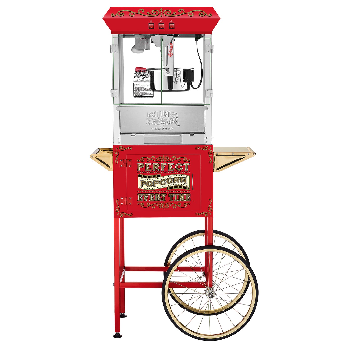 Great Northern Popcorn 10oz Machine with Cart, Red