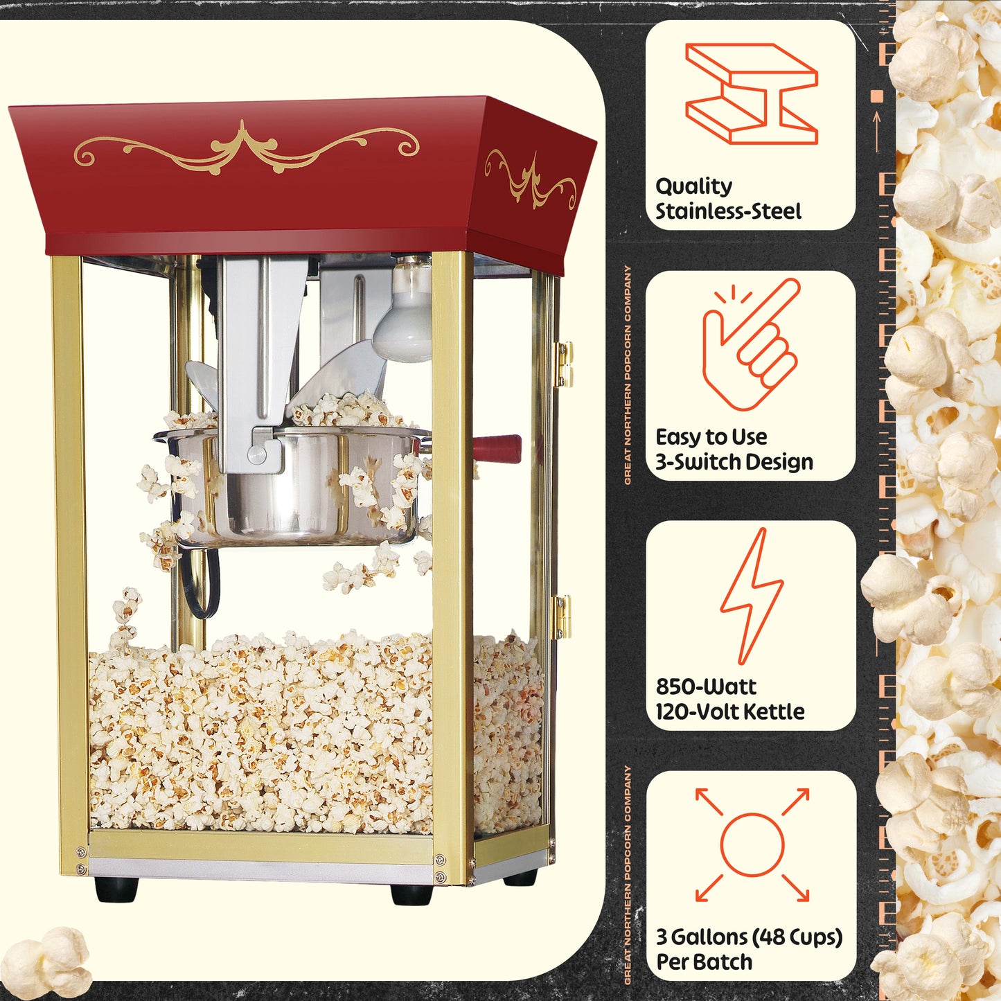 Great Northern Popcorn 8oz Matinee Popper, Red