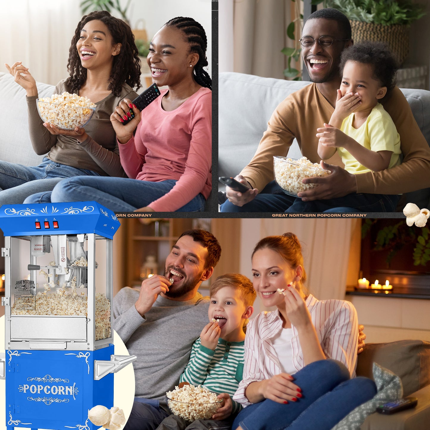 Great Northern Popcorn 8oz Popper with Cart, Blue