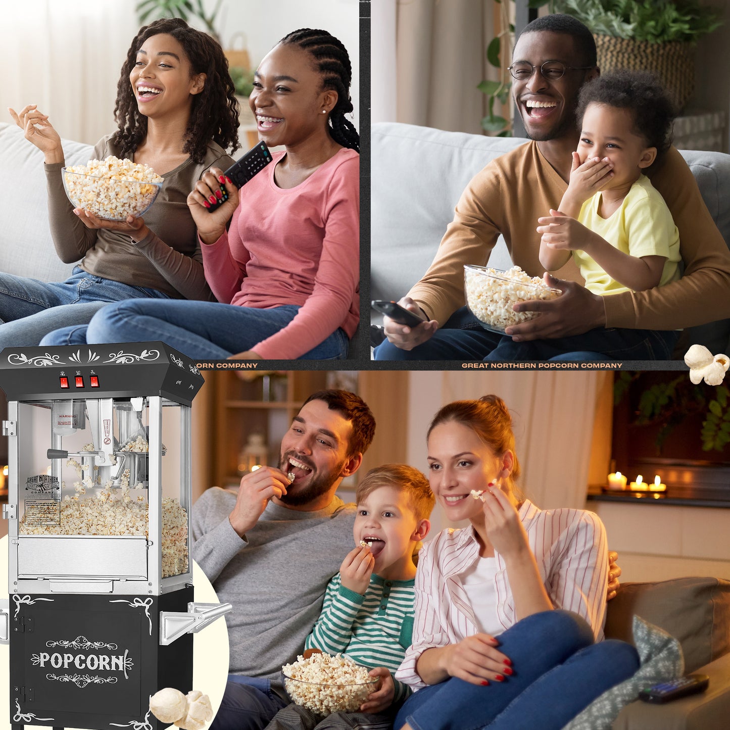 Great Northern Popcorn 8oz Popper with Cart, Black