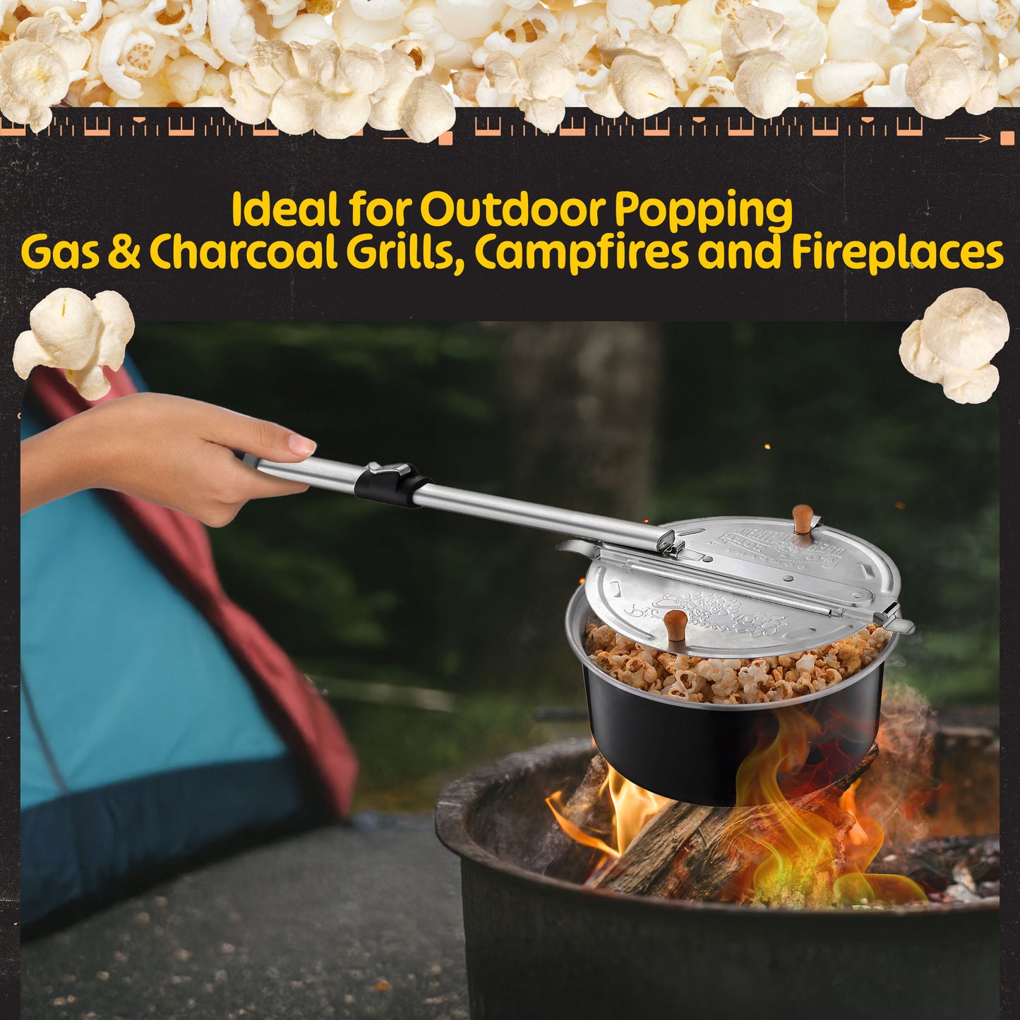 Great Northern Popcorn Campfire Popper, Black
