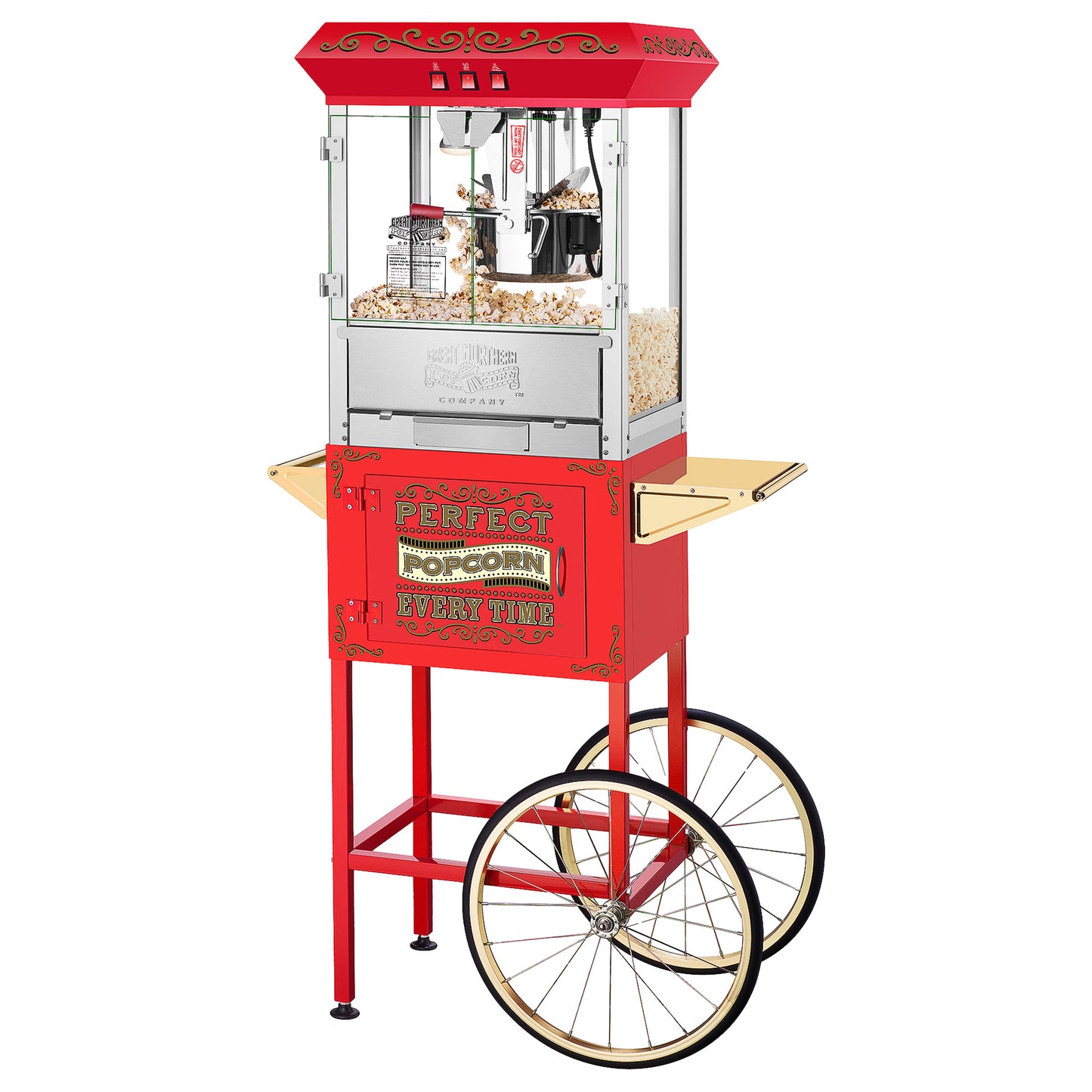 Great Northern Popcorn 10oz Machine with Cart, Red