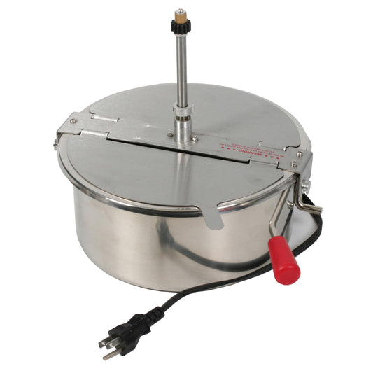 12 Oz Replacement Kettle for Popcorn Machine  1350W Kettle Popper with Lid, Stirrer, Gear Shaft, and 3-Prong Plug by Great Northern Popcorn