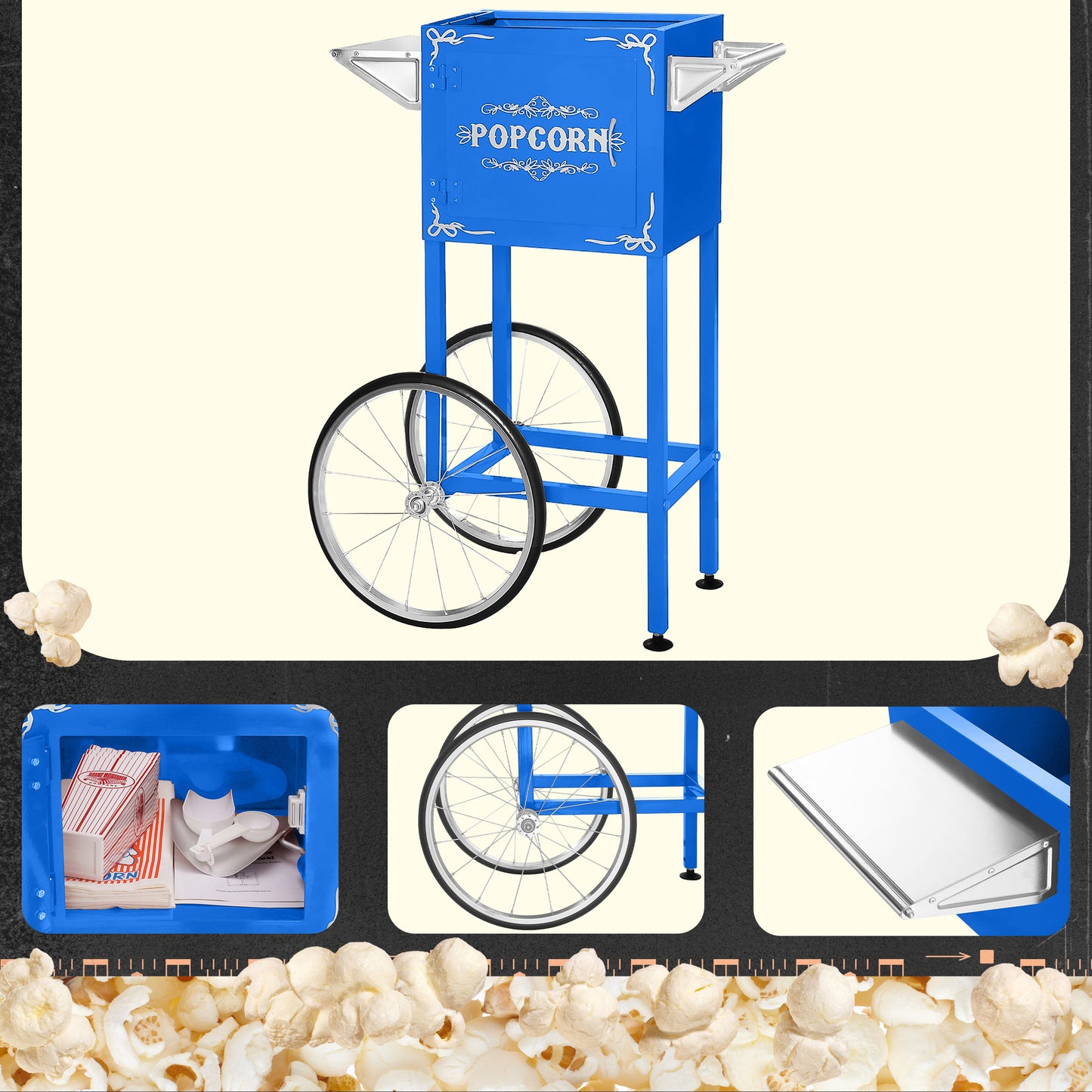 Great Northern Popcorn 8oz Popper with Cart, Blue