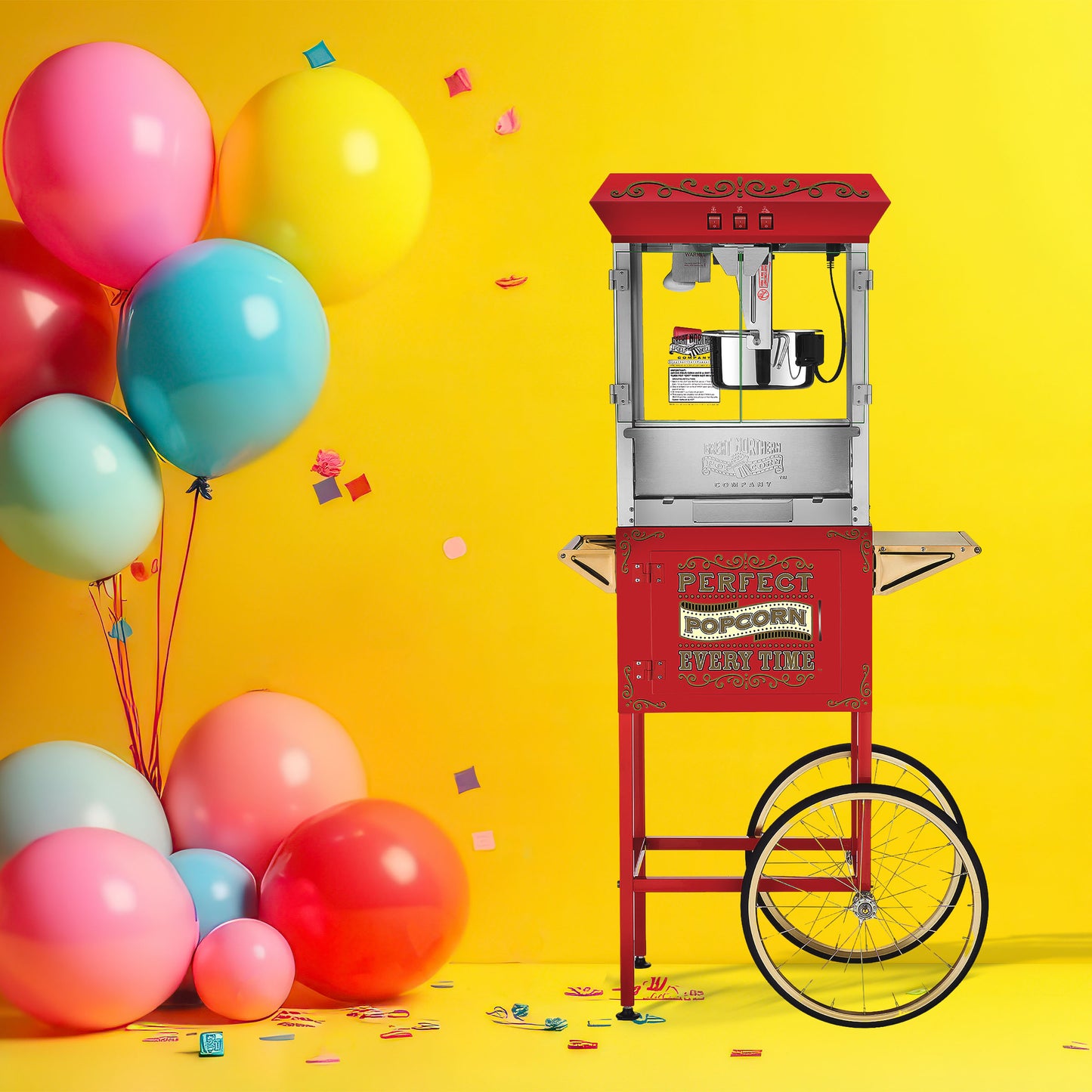 Great Northern Popcorn 10oz Machine with Cart, Red