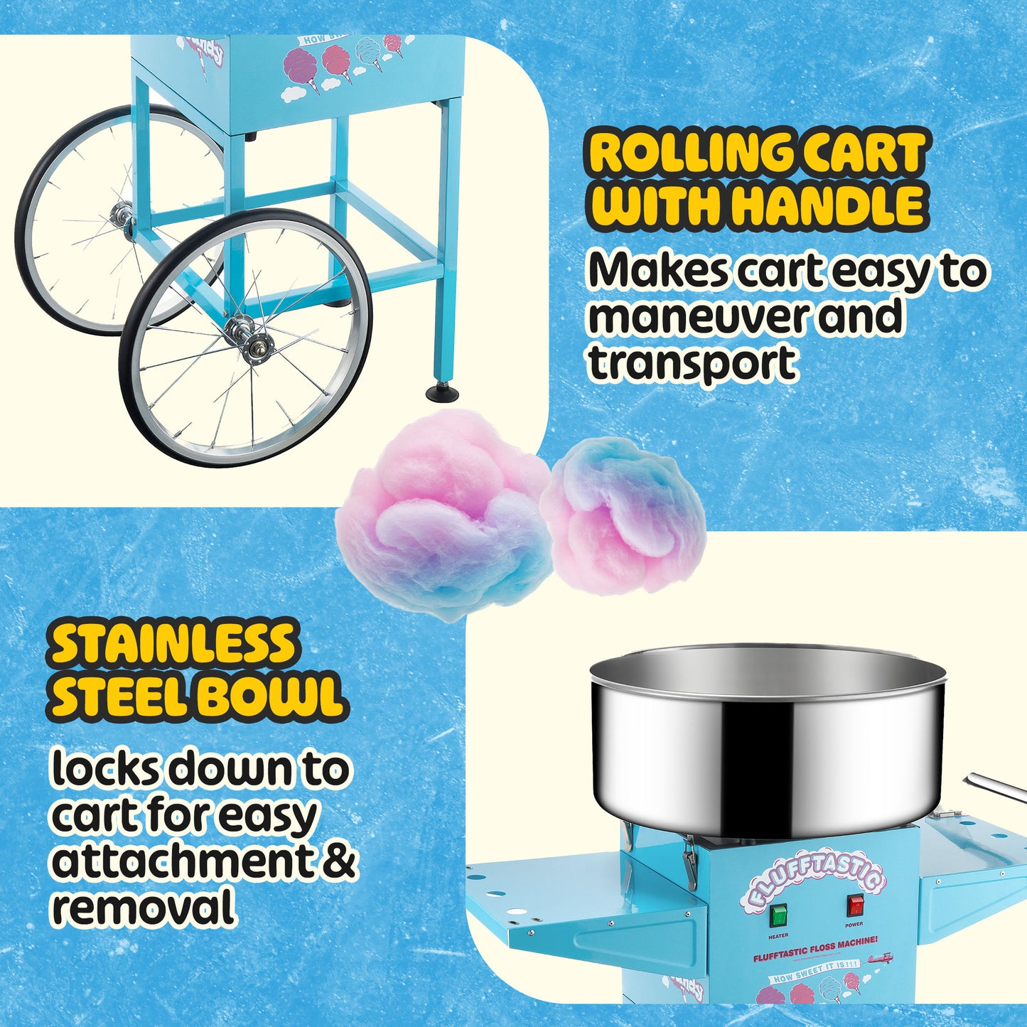 Great Northern Popcorn Cotton Candy Cart, Blue