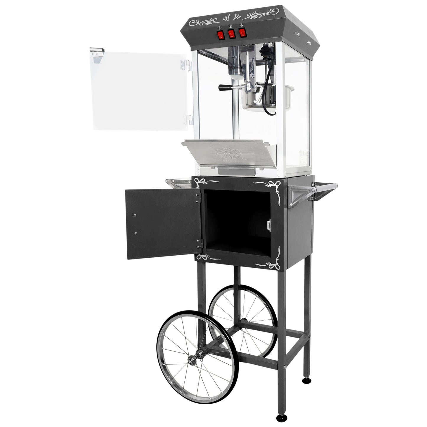 Great Northern Popcorn 8oz Popper with Cart, Black