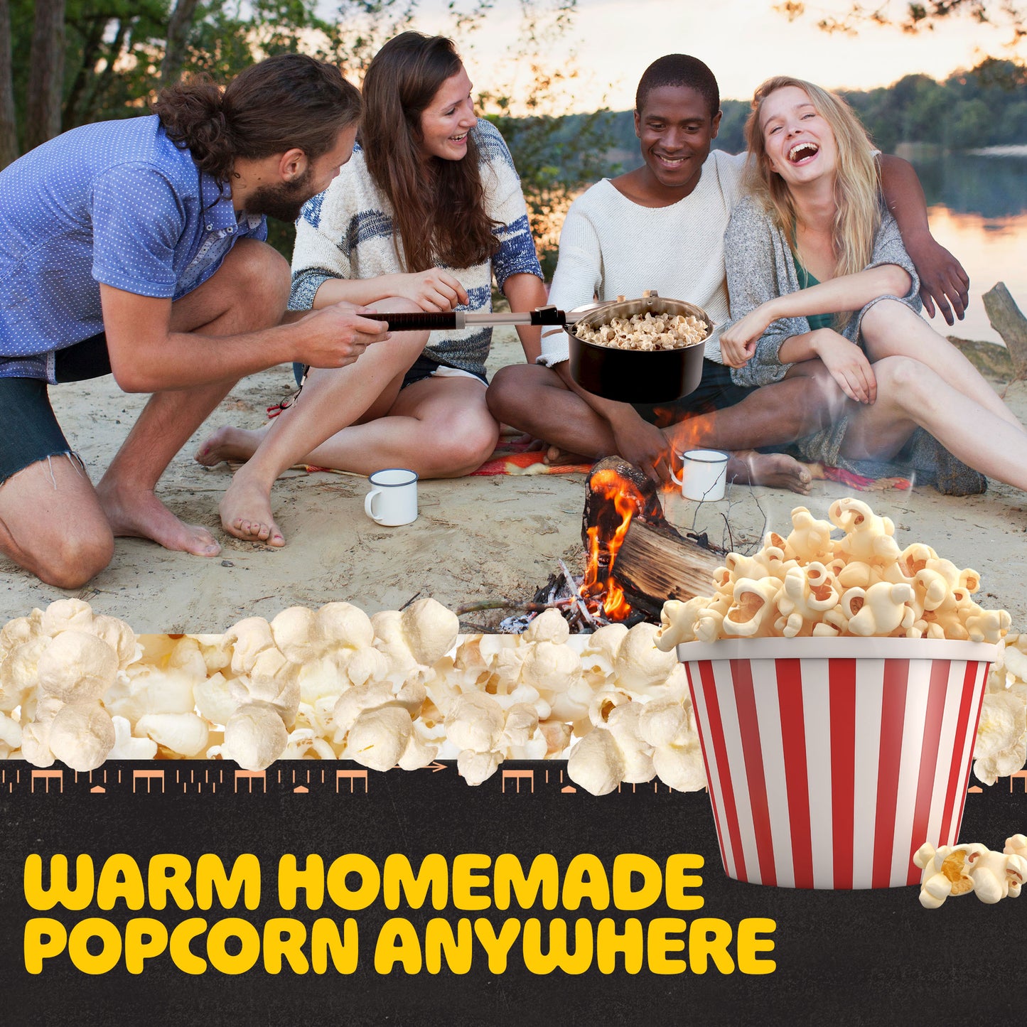 Great Northern Popcorn Campfire Popper, Black