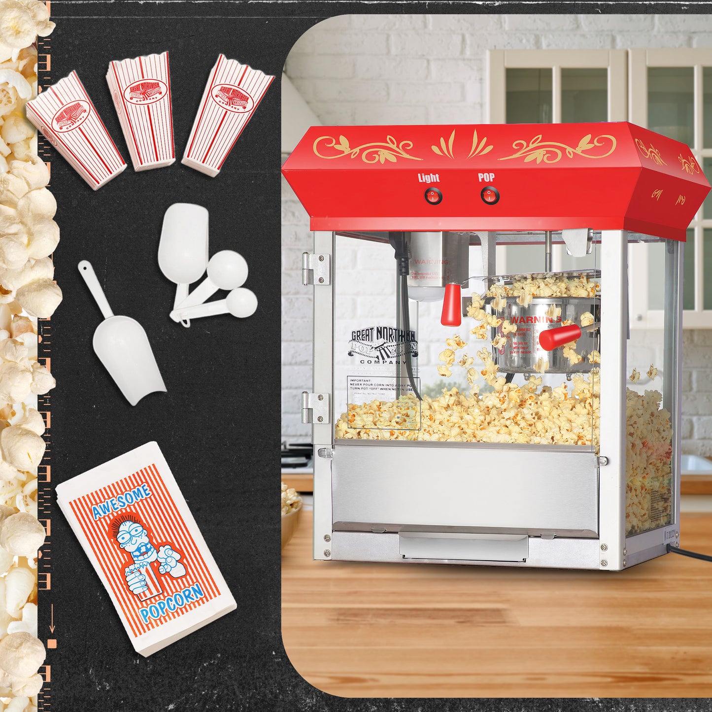 Great Northern Popcorn 6oz Popcorn Machine, Red