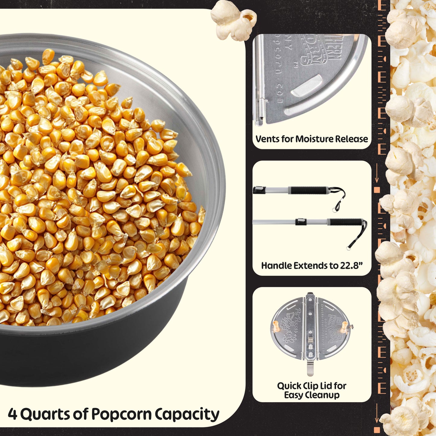 Great Northern Popcorn Campfire Popper, Black