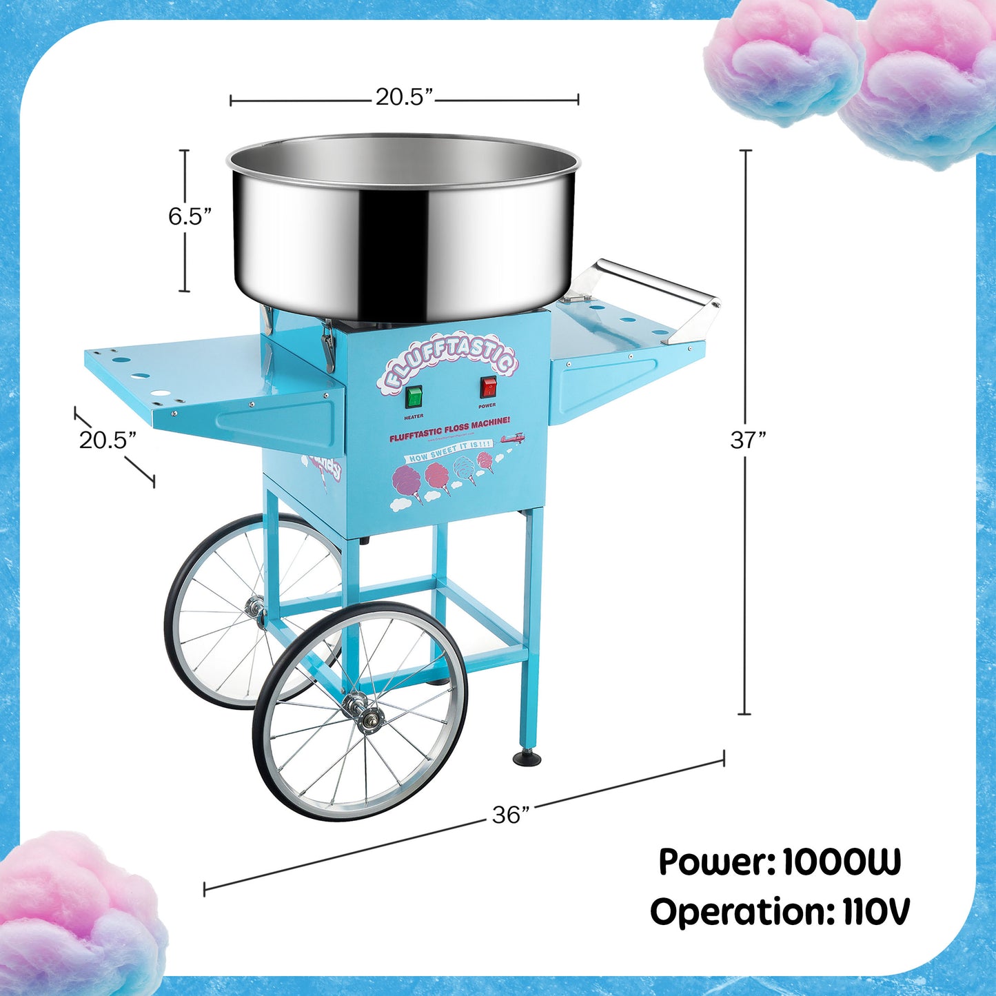 Great Northern Popcorn Cotton Candy Cart, Blue