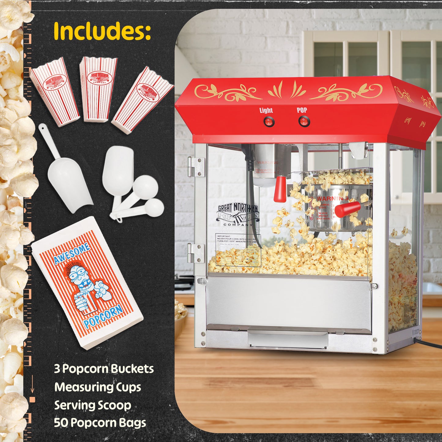 Great Northern Popcorn 6oz Popcorn Machine, Red
