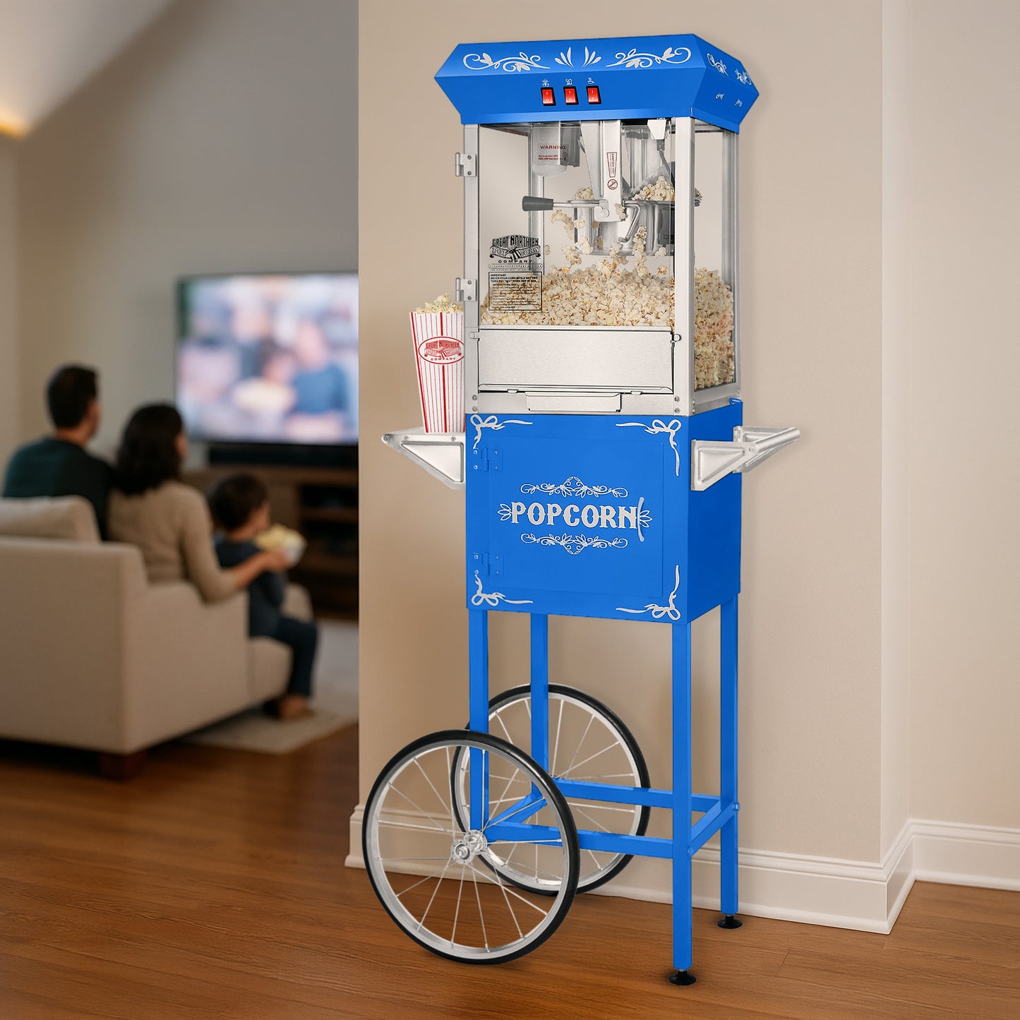 Great Northern Popcorn 8oz Popper with Cart, Blue