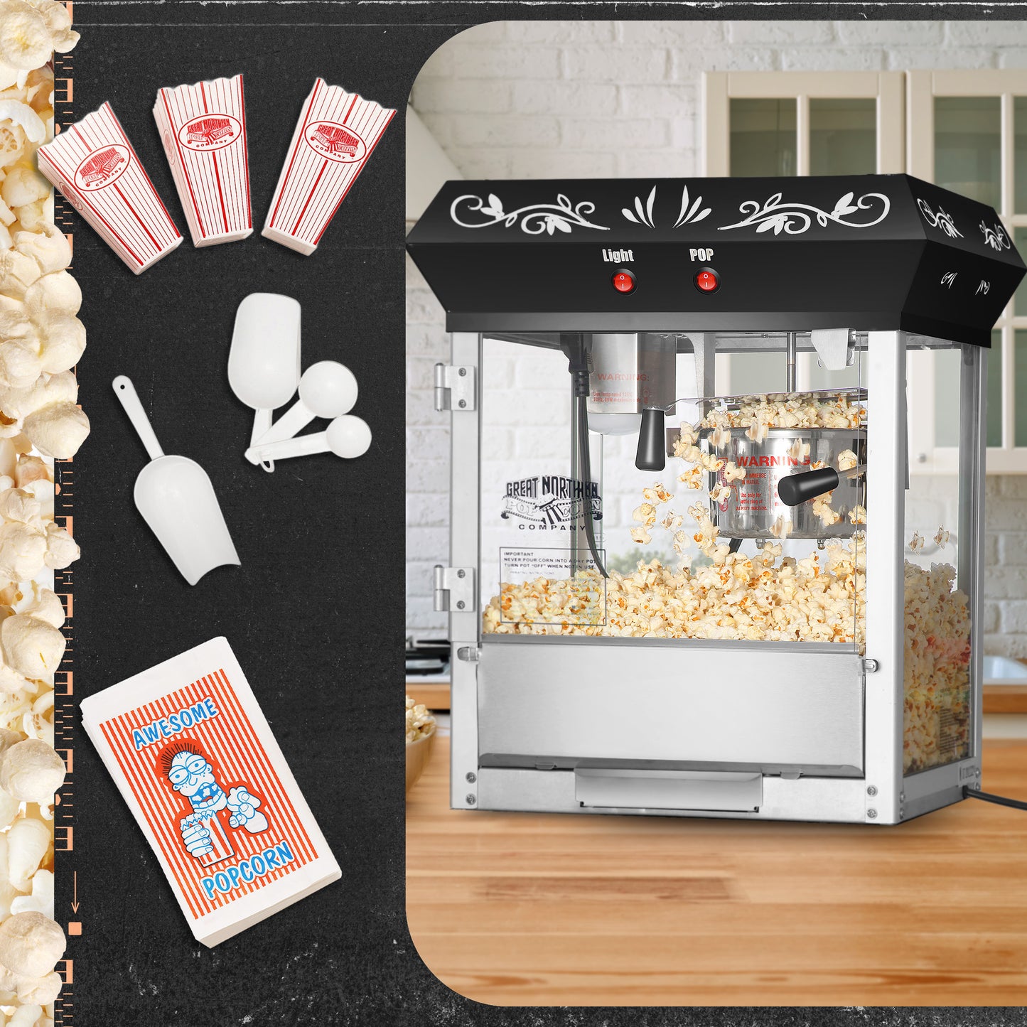 Great Northern Popcorn 6oz Popcorn Machine, Black