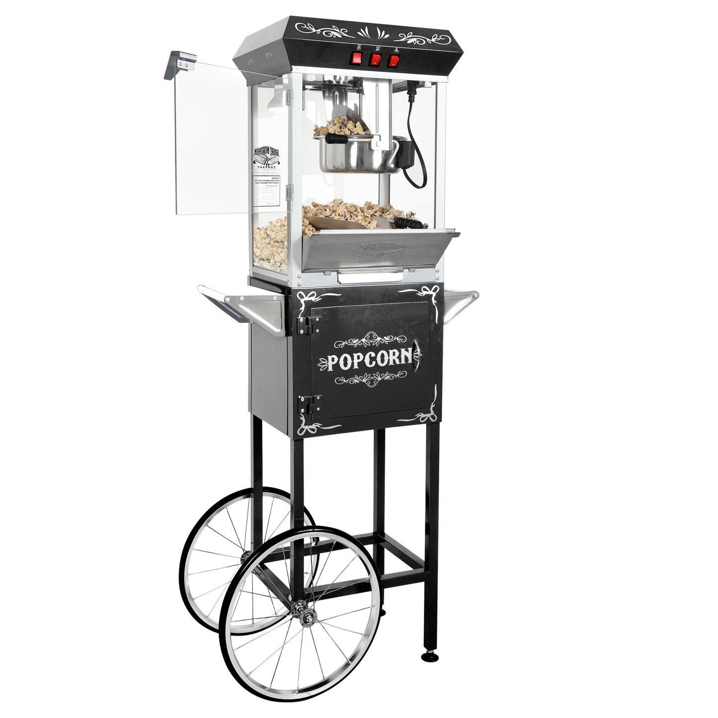 Great Northern Popcorn 8oz Popper with Cart, Black