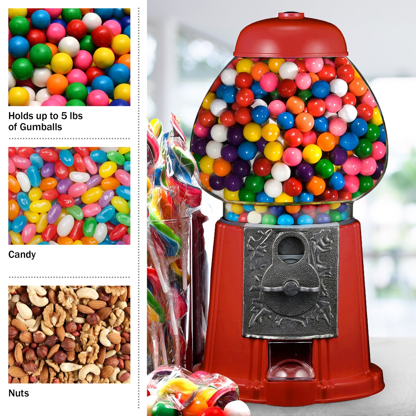 Great Northern Popcorn Mini Gumball Machine, Red