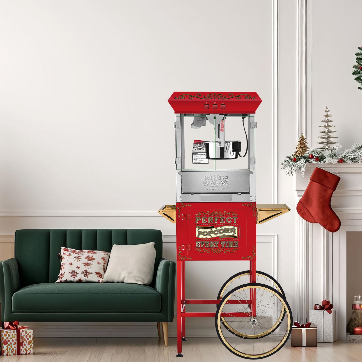 Great Northern Popcorn 10oz Machine with Cart, Red