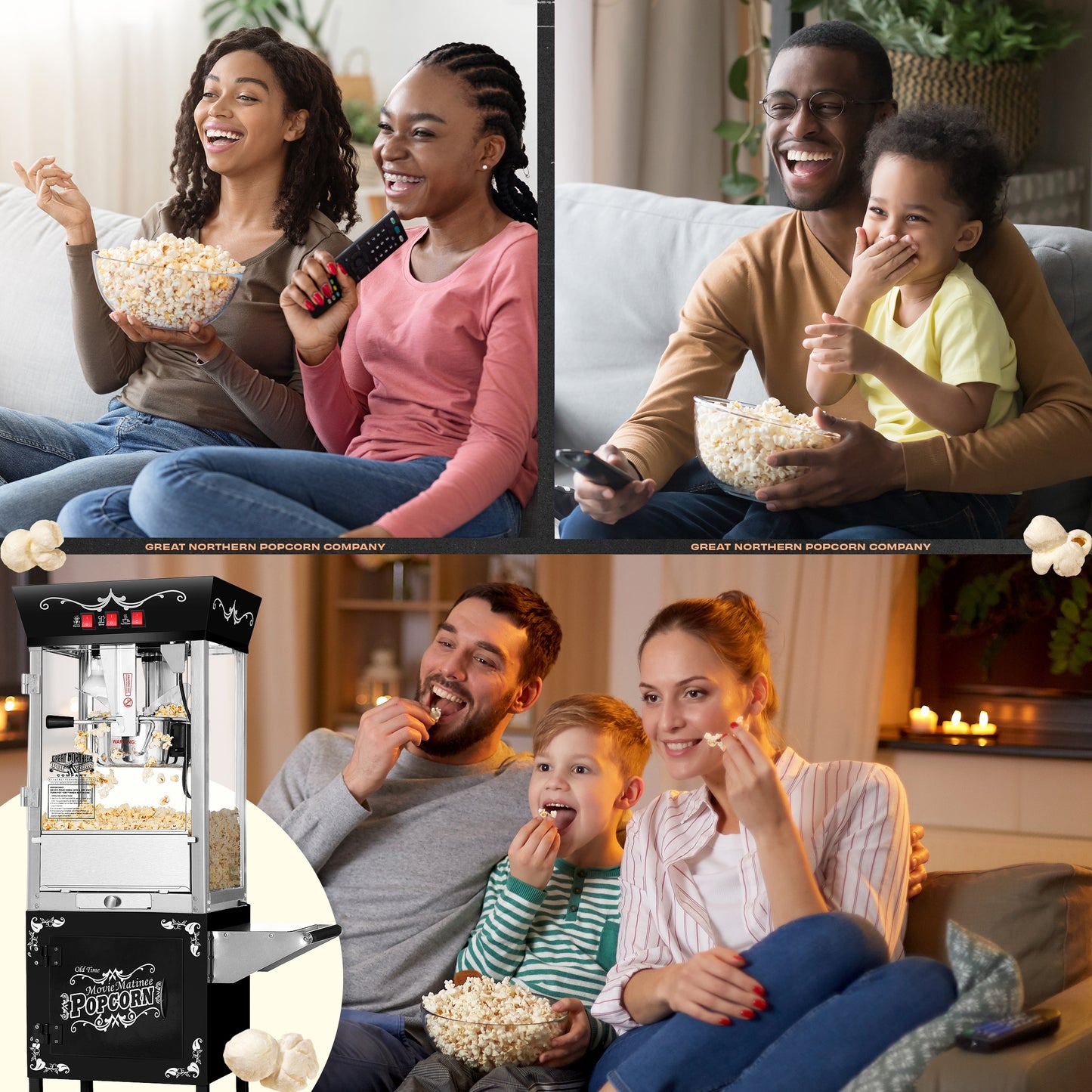 Great Northern Popcorn 8oz Popper with Cart, Black