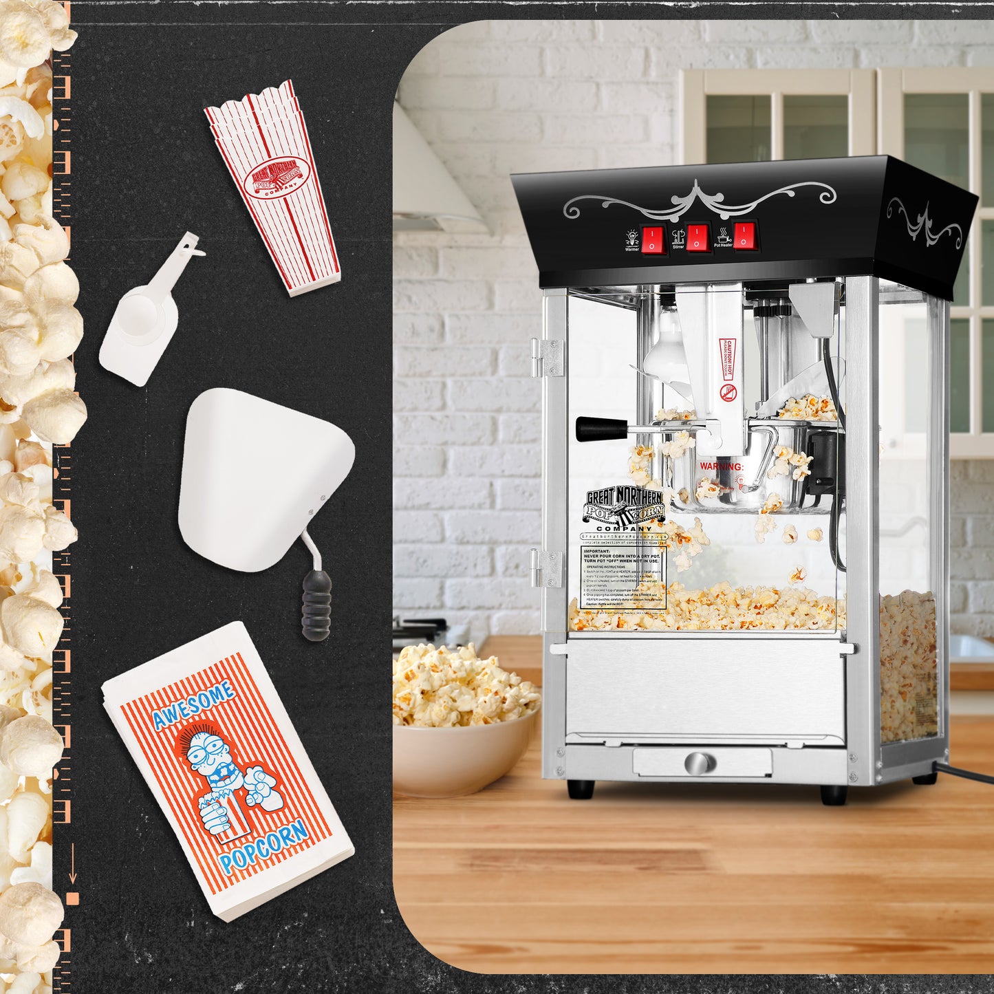 Great Northern Popcorn 8oz Matinee Popper, Black