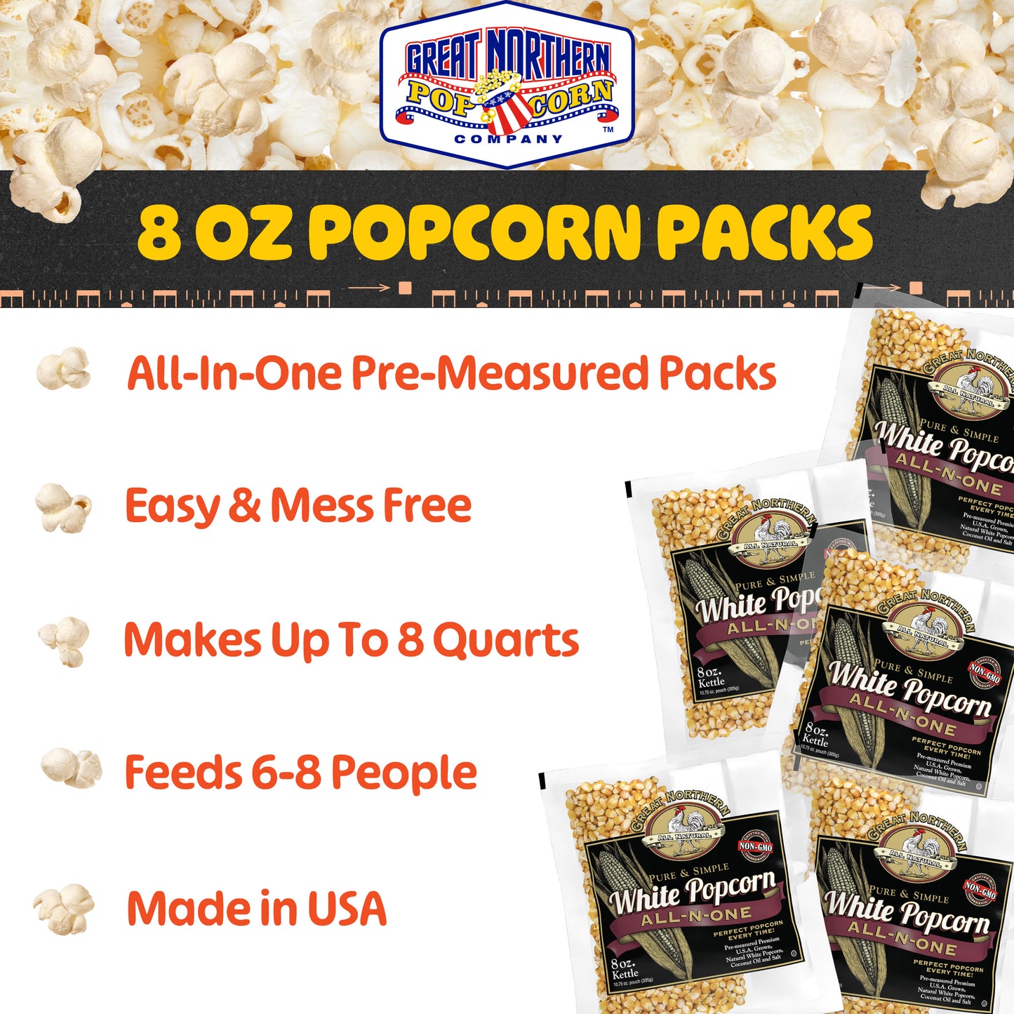 Great Northern Popcorn 8oz Popcorn Kernel 5-Pack