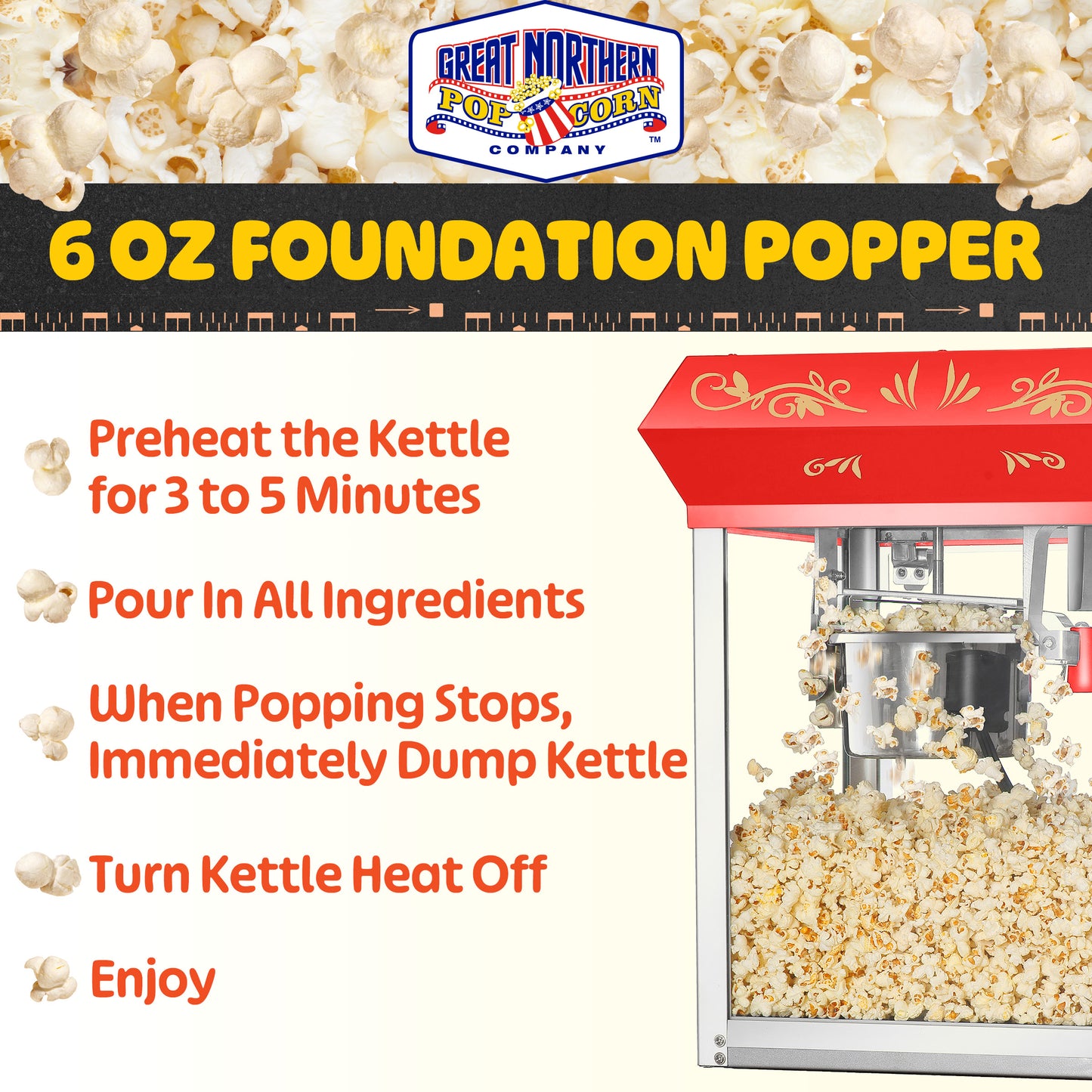 Great Northern Popcorn 6oz Popcorn Machine, Red