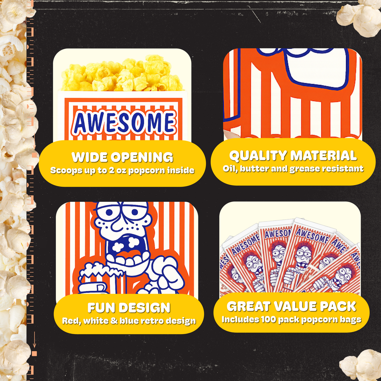 Great Northern Popcorn 2oz Serving Bags, 100 Count