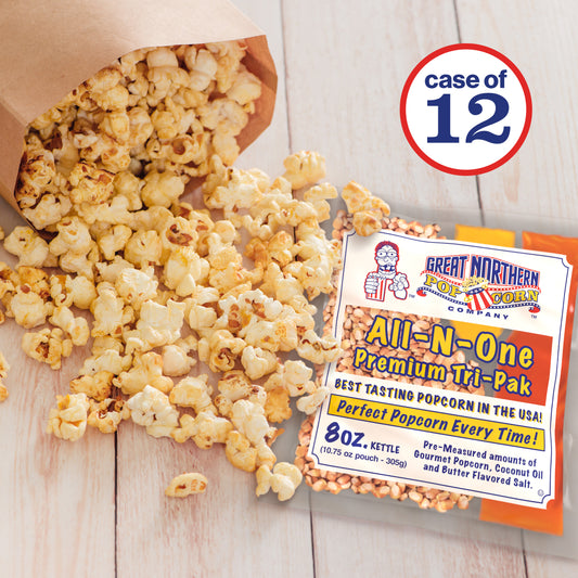 8 Ounce Popcorn, Salt and Oil All-in-One Packets - Case of 12