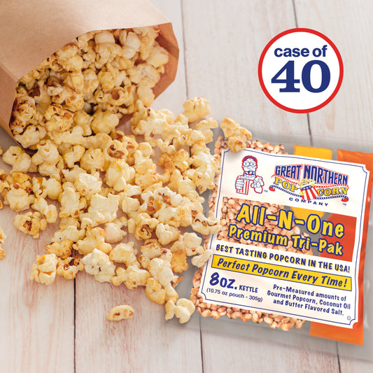 8 Ounce Popcorn, Salt and Oil All-in-One Packets - Case of 40