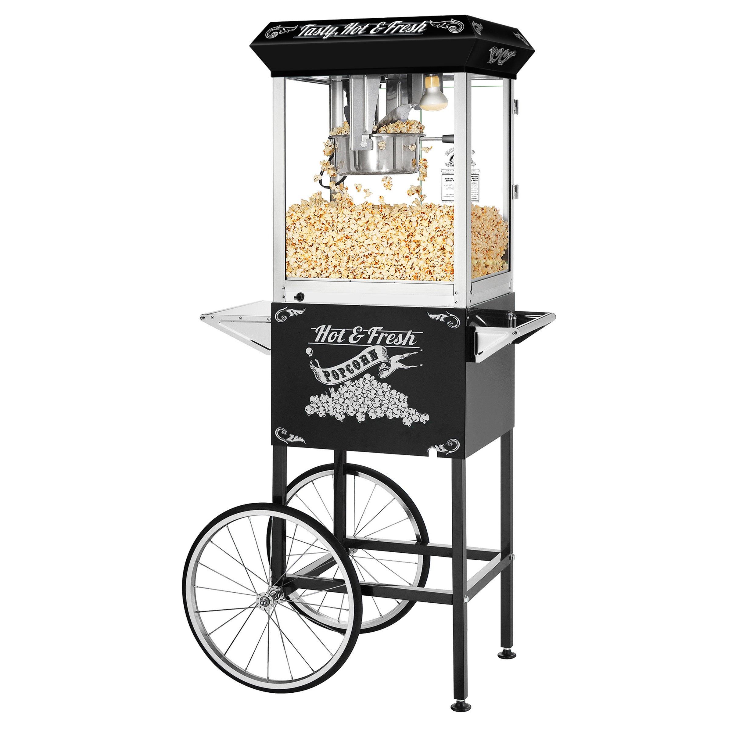 Cornrush Popcorn Maker Professional Cart Retro Classic Popcorn Popper  Machine 8 Ounce with Nonstick Kettle for Home Use, Party and Birthday Gift