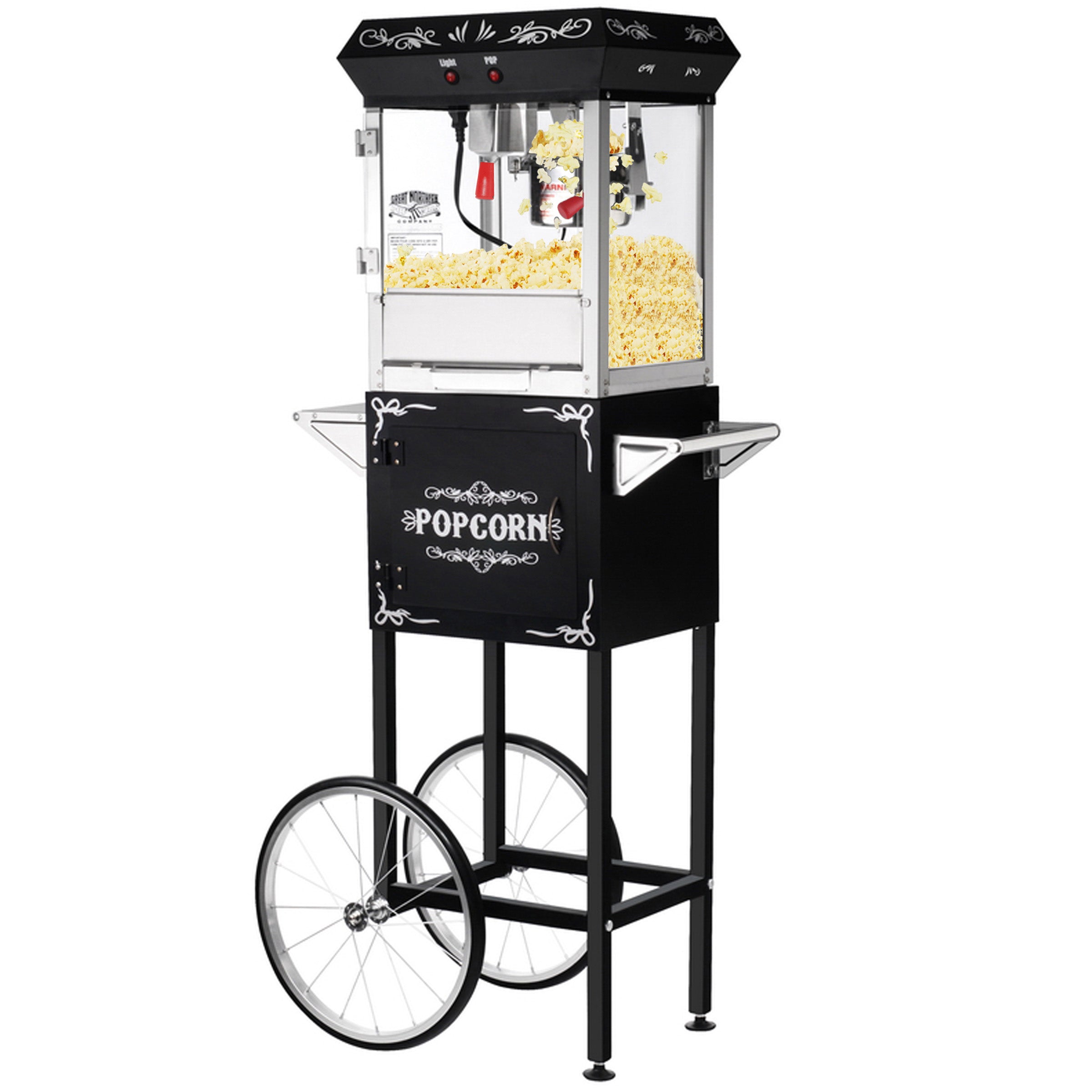 Great Northern Popcorn Black Foundation Popcorn Popper Machine Cart 6 Ounce