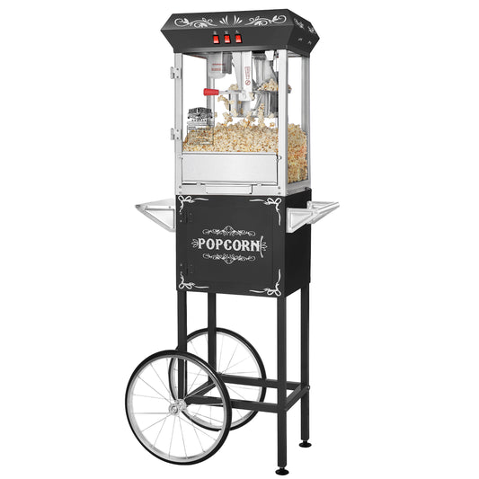 Great Northern Popcorn 8oz Popper with Cart, Black