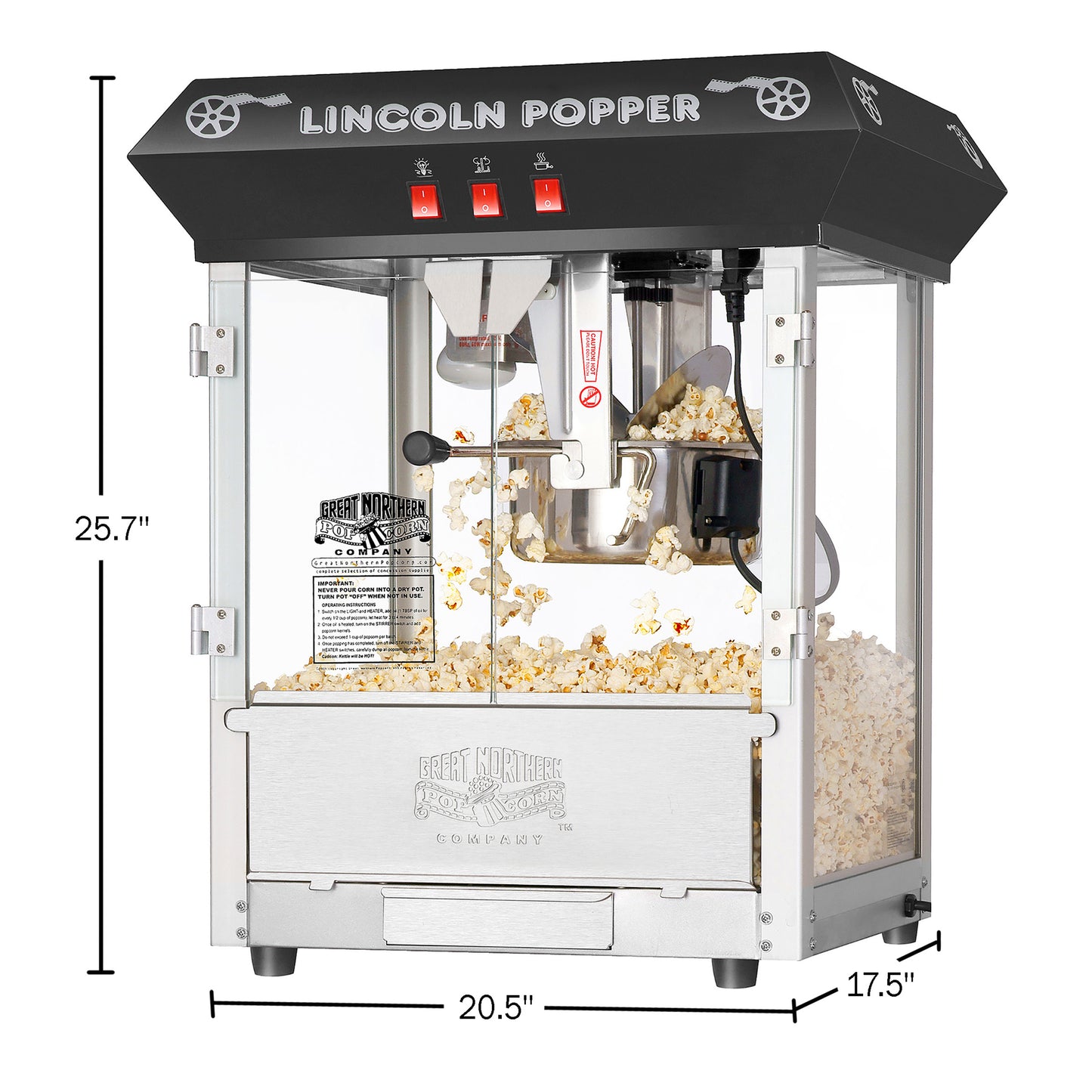 Great Northern Popcorn 8oz Lincoln Popper, Black