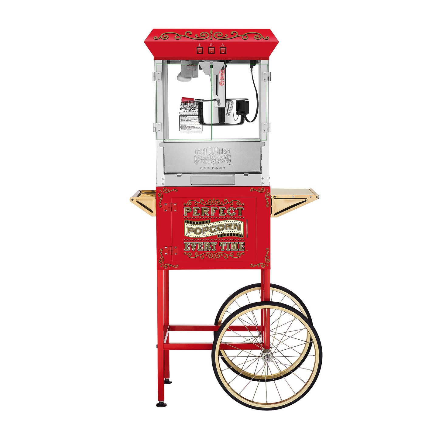 Great Northern Popcorn 10oz Machine with Cart, Red