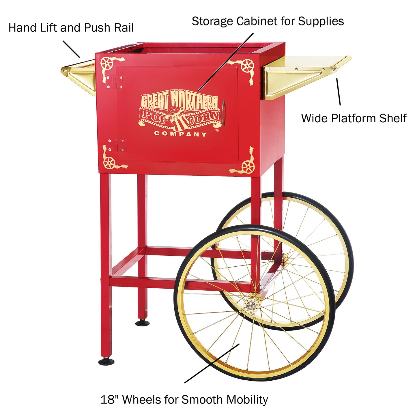 Popcorn Cart for 8 Ounce Popcorn Machines - Red