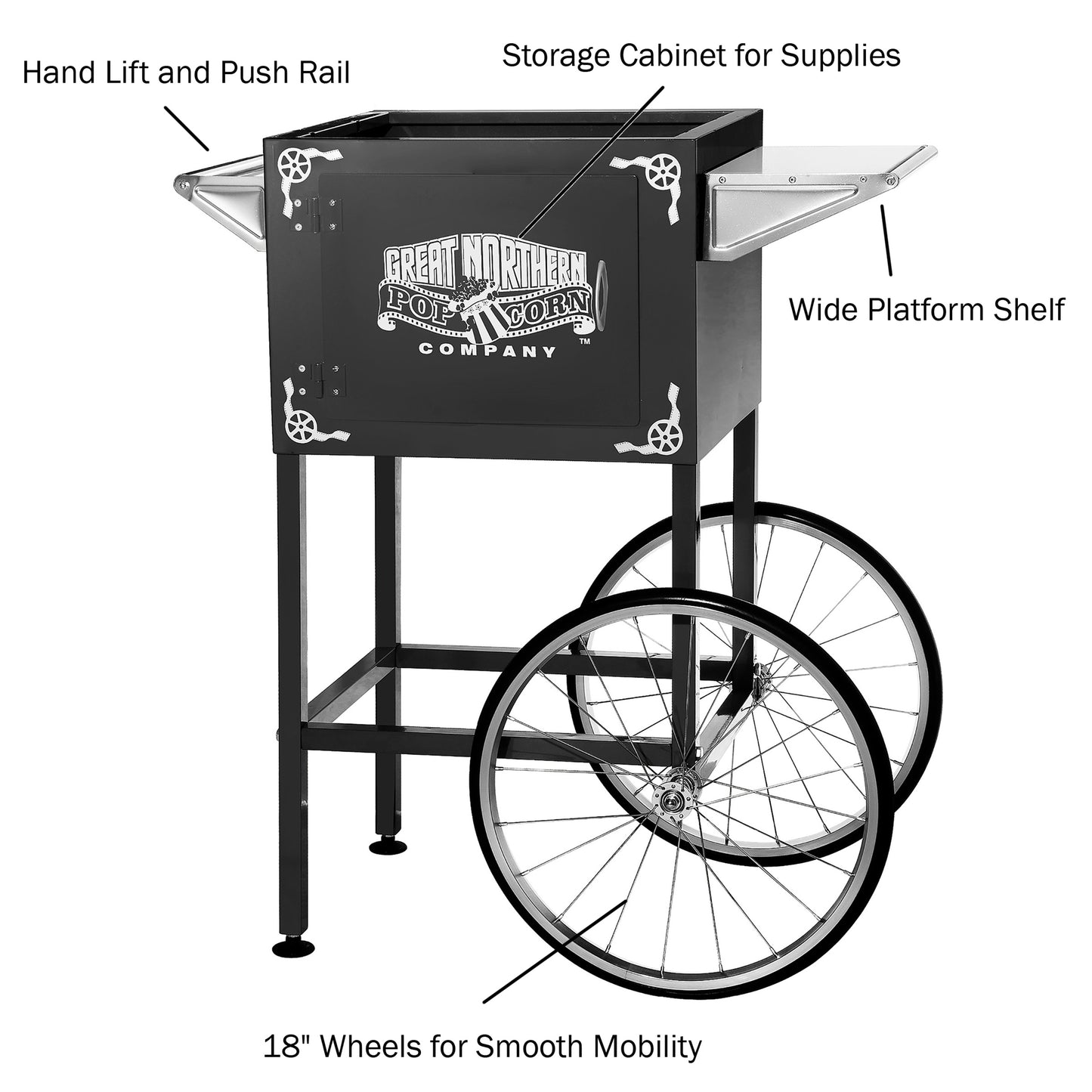 Lincoln Popcorn Cart - Black