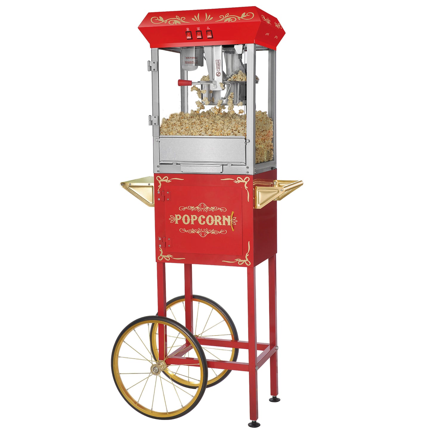 Foundation Popcorn Machine with Cart and 6 Ounce Kettle - Red