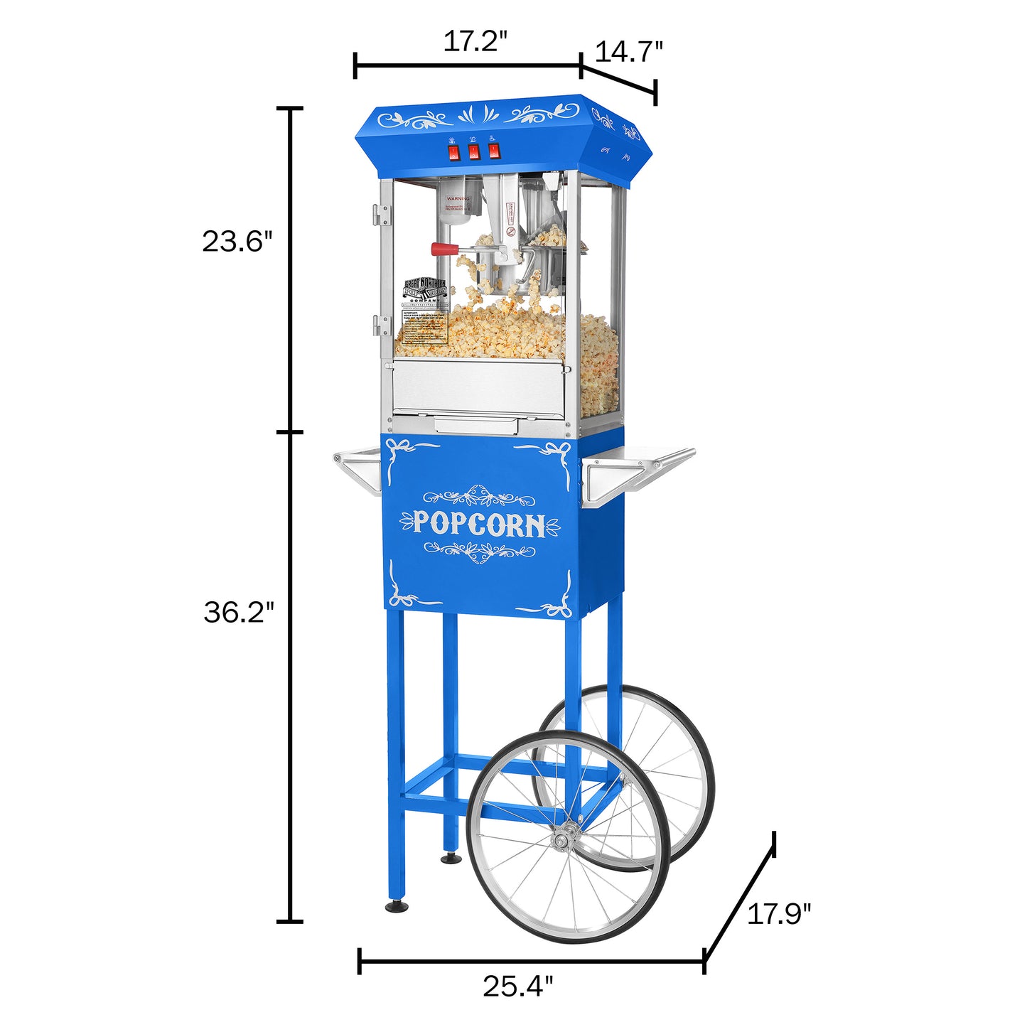 Great Northern Popcorn 8oz Popper with Cart, Blue