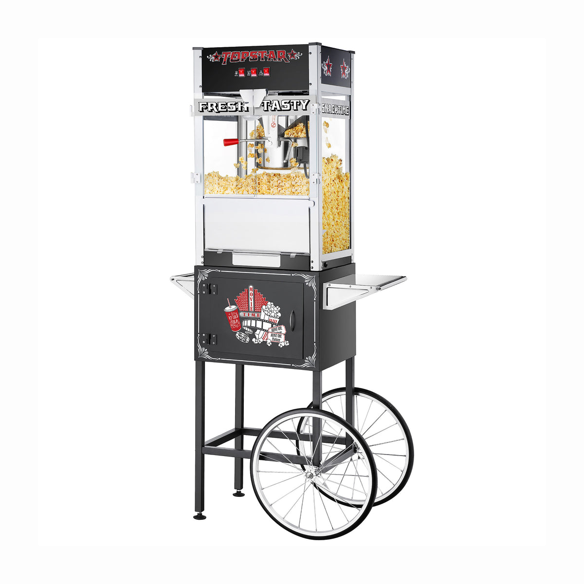 Top Star Popcorn Machine with Cart and 12 Ounce Kettle - Black Parts