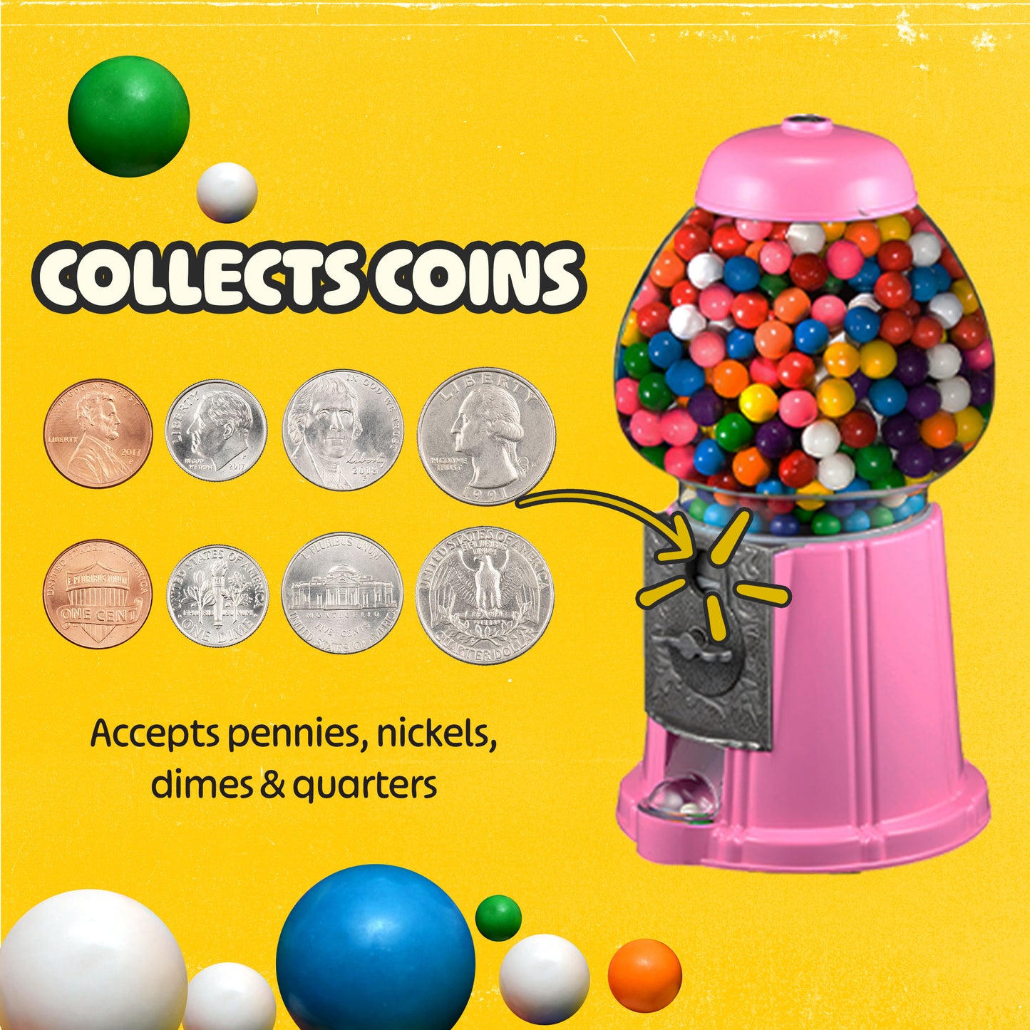 Great Northern Popcorn 15in Gumball Machine, Pink