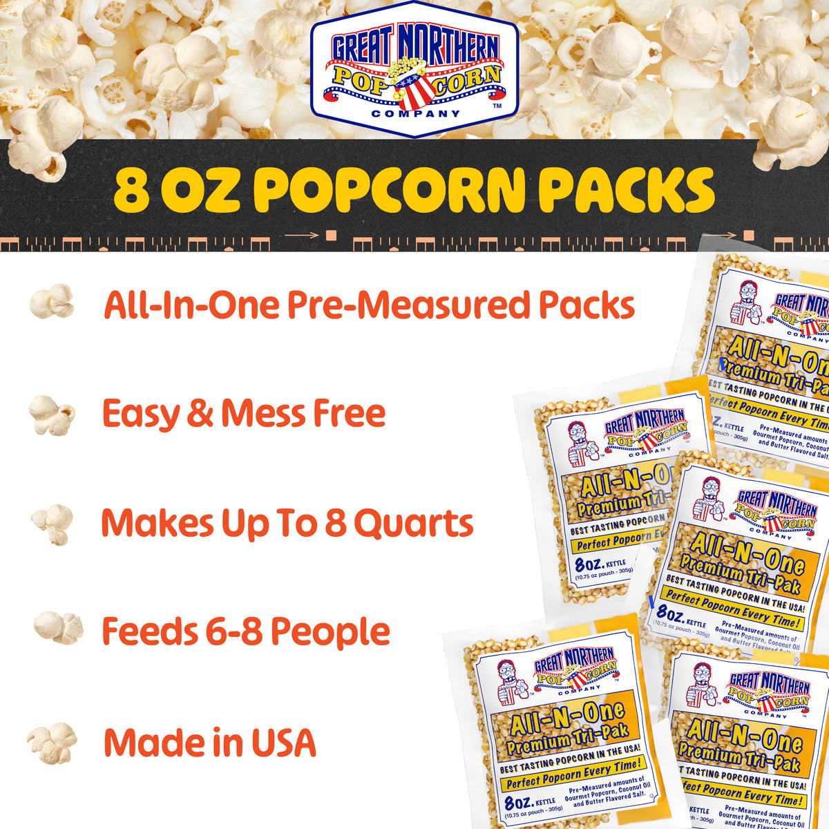 Great Northern Popcorn 8oz Size, 40 Kernel Pack Case