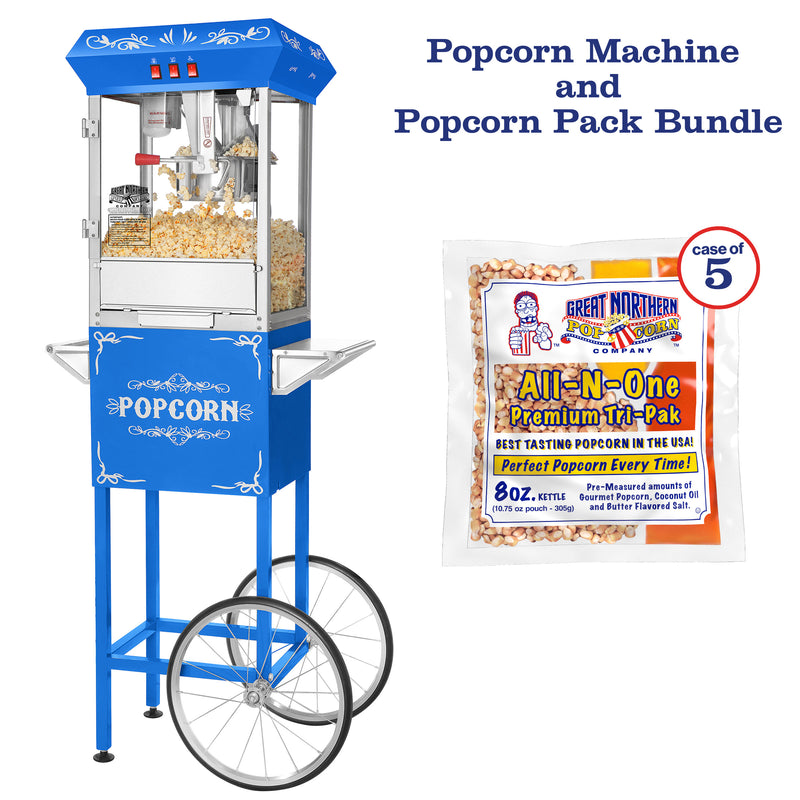Great Northern Popcorn 8oz Popper with Cart, Blue