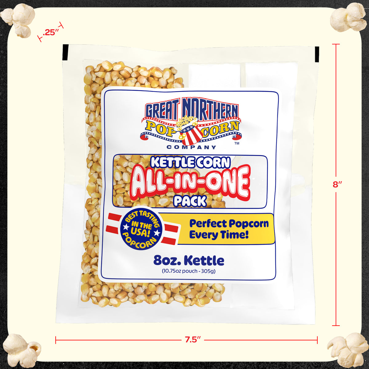 Great Northern Kettle Corn 8oz Size, 5 Kernel Pack Case