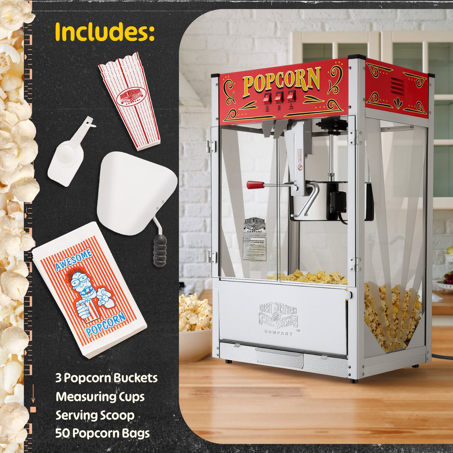 Great Northern Popcorn 16oz Countertop Popper, Red